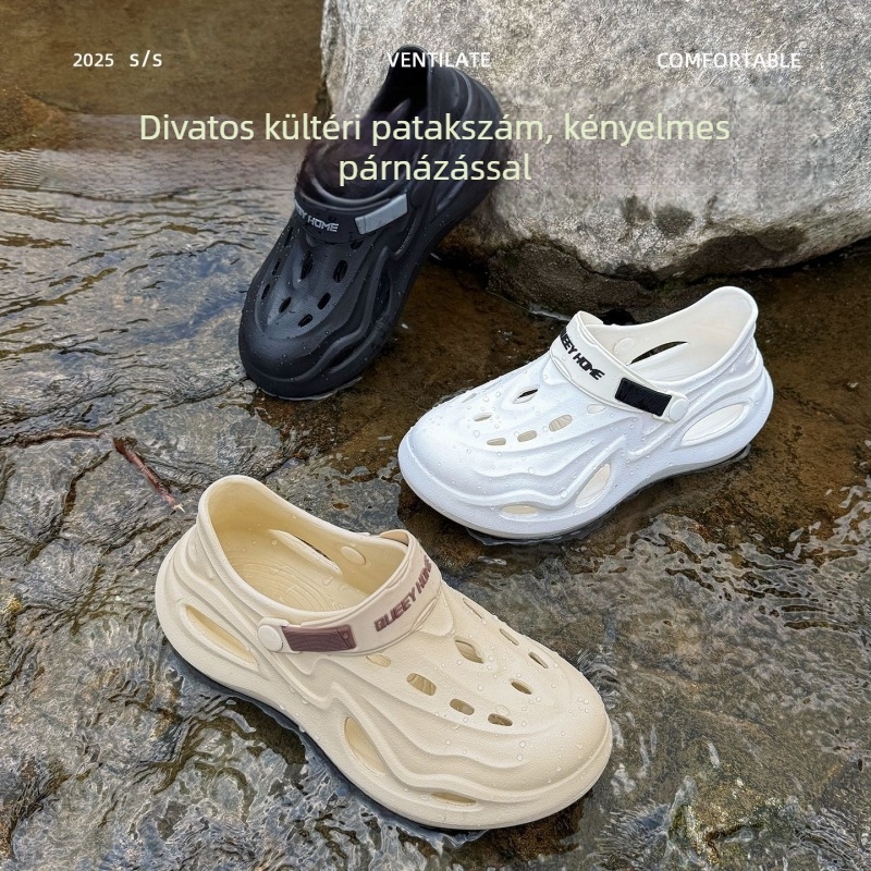 Férfi EVA szandálok, felső rész EVA, talp EVA, Slip-On zárás, 3–4 cm vastag sarok, zárt orr