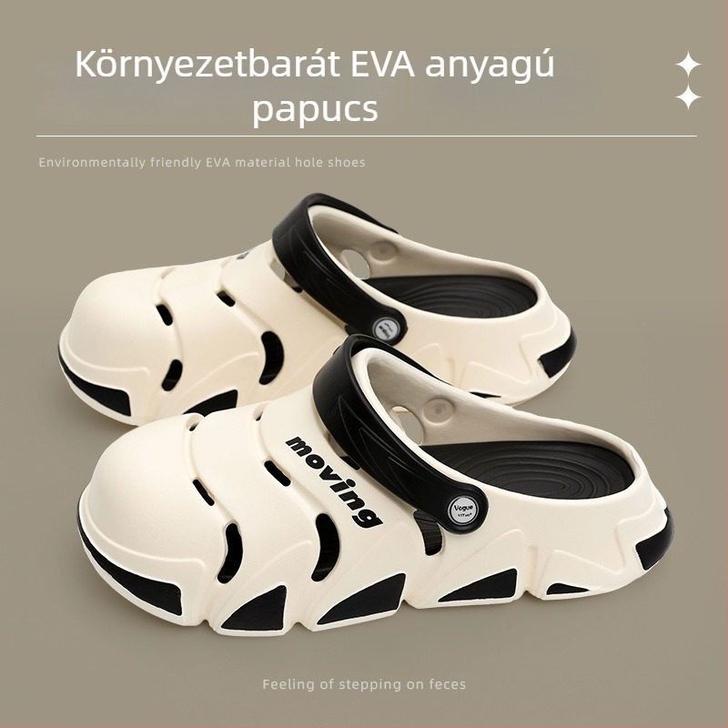 Férfi EVA szandálok: külső és talp EVA, kerek orr, lélegző és csúszásmentes, 3–4 cm sarokmagasság, négy évszakos