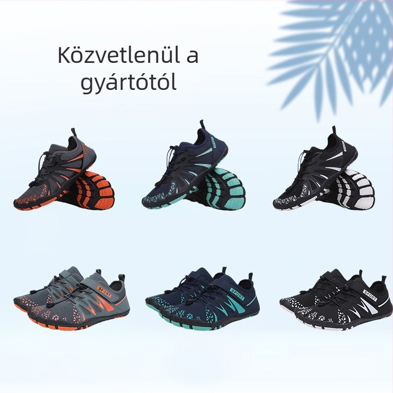 Vízi túracipő – hálós felsőrész, csúszásmentes gumitalp, gumis középtalp, alacsony szár, kényelmes stílus