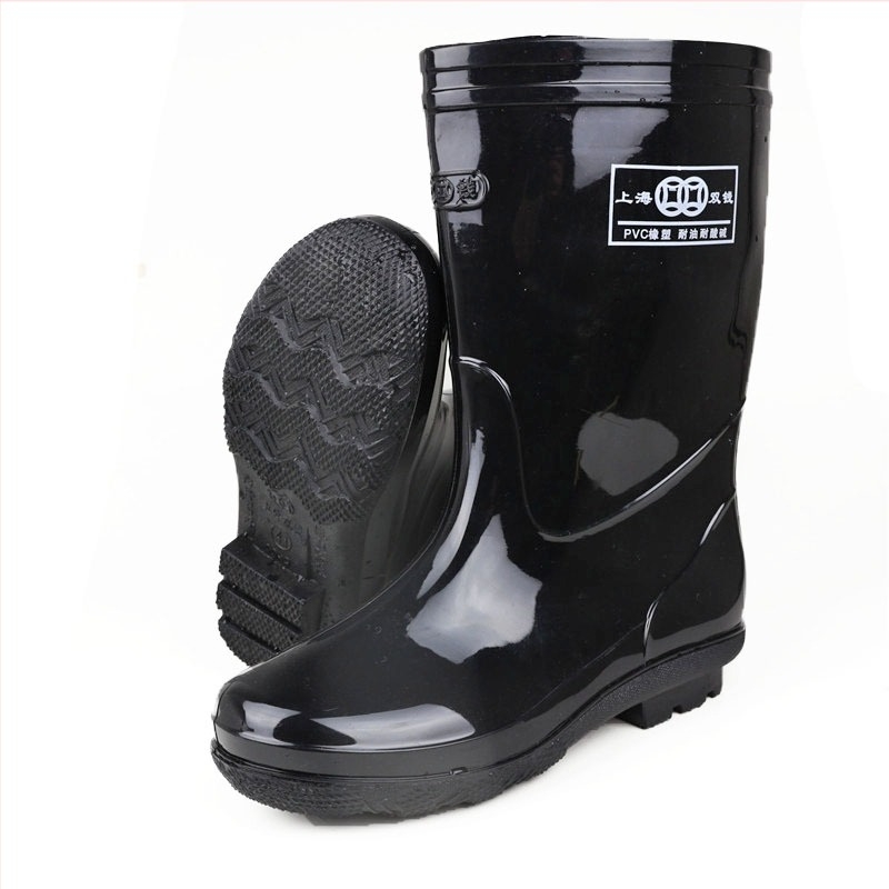 Unisex PVC esőcsizmák, középmagasak, csúszásmentes talppal, injekciós formájú talp, textil bélés