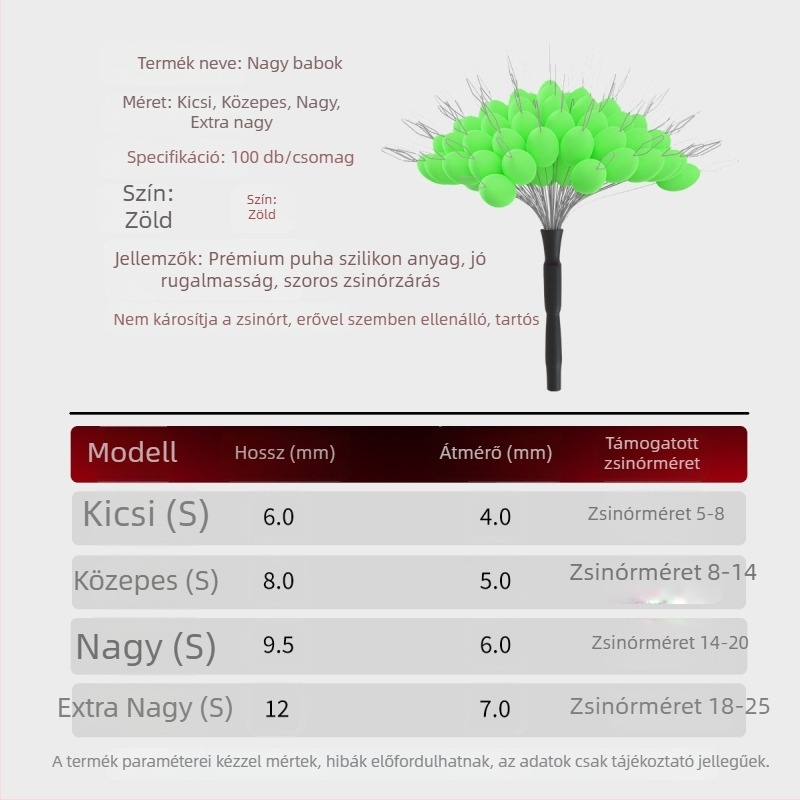 Oliva alakú szilikon űrgyöngyök horgászathoz, vonalbarát, 100 db