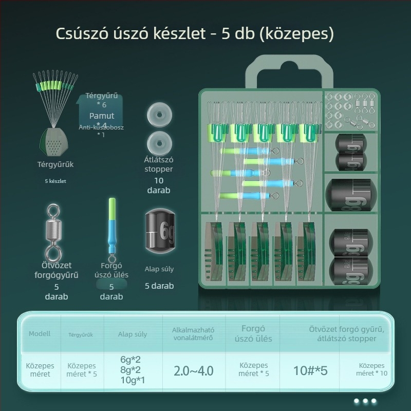 Jiajiaoni Horgászati Vonal Készlet spacer gyöngyökkel és csúszó úszó kiegészítőkkel