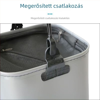 Kültéri horgászvödör fogantyúval, vízálló EVA anyagból, megerősített, hálóval és cipzárral