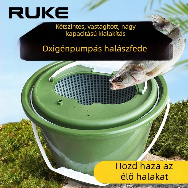 Hordozható élőhalas vödör oxigénezéssel, kültéri horgászathoz – többfunkciós