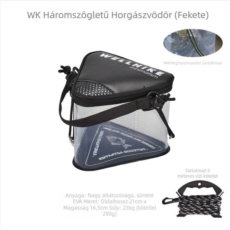 Kültéri átlátszó összecsukható élőhalas vödör horgászathoz