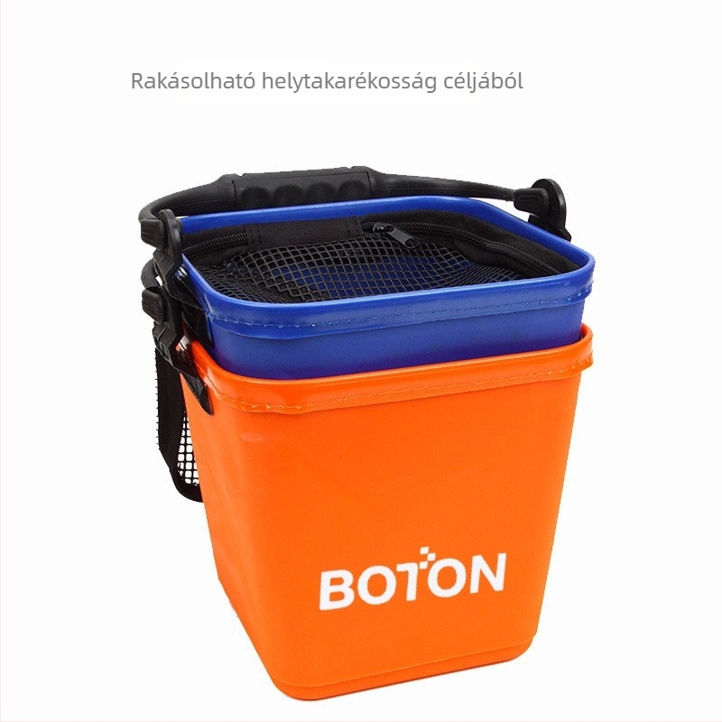 EVA halászati vödör élő halakhoz, kis méret, egy darabból formázott, emelő kötéllel