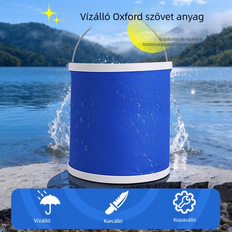 Többfunkciós összecsukható vízvödör, nagy kapacitású, vastagított vízálló, autóba szerelve, kültéri horgászathoz