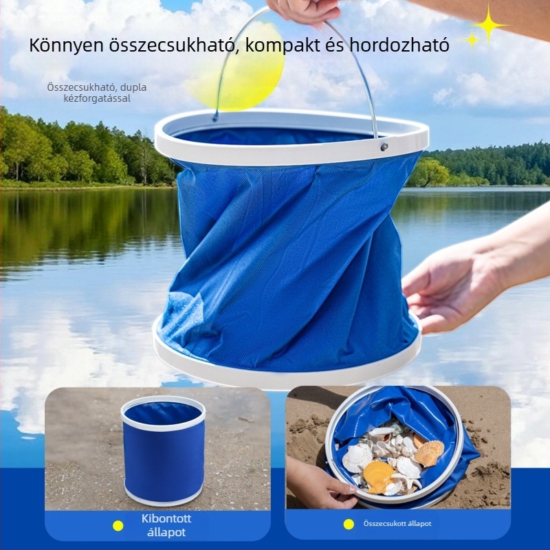 Többfunkciós összecsukható vízvödör, nagy kapacitású, vastagított vízálló, autóba szerelve, kültéri horgászathoz