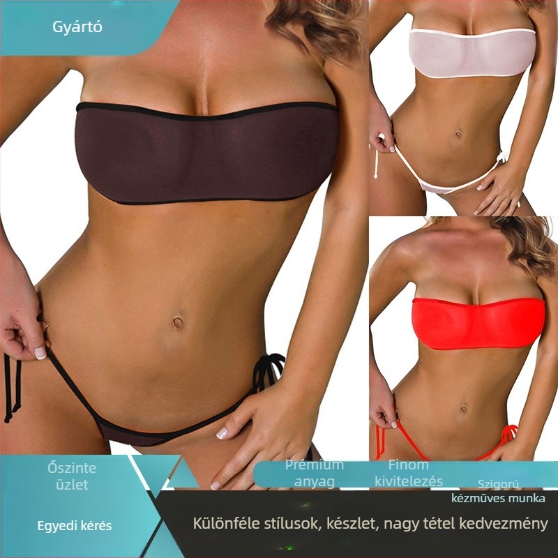 Hálós bikini szett átlátszó wrap felsővel és vékony pántokkal, tanga