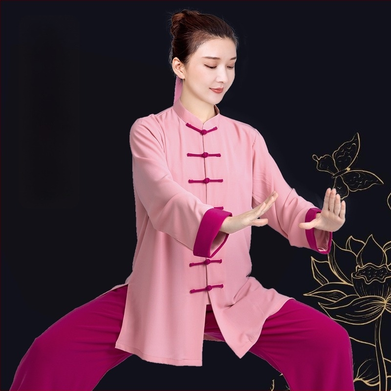 Női tai chi ruha, kiváló minőségű edzőruha tavaszra, nyárra és őszre, nyolcszakaszos brokát mintával