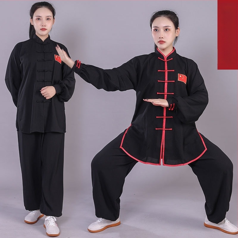 Macro Sentiment Uniszex Tai Chi Edzőruha Zászló Hímzéssel — 100% Poliészter, felnőtteknek