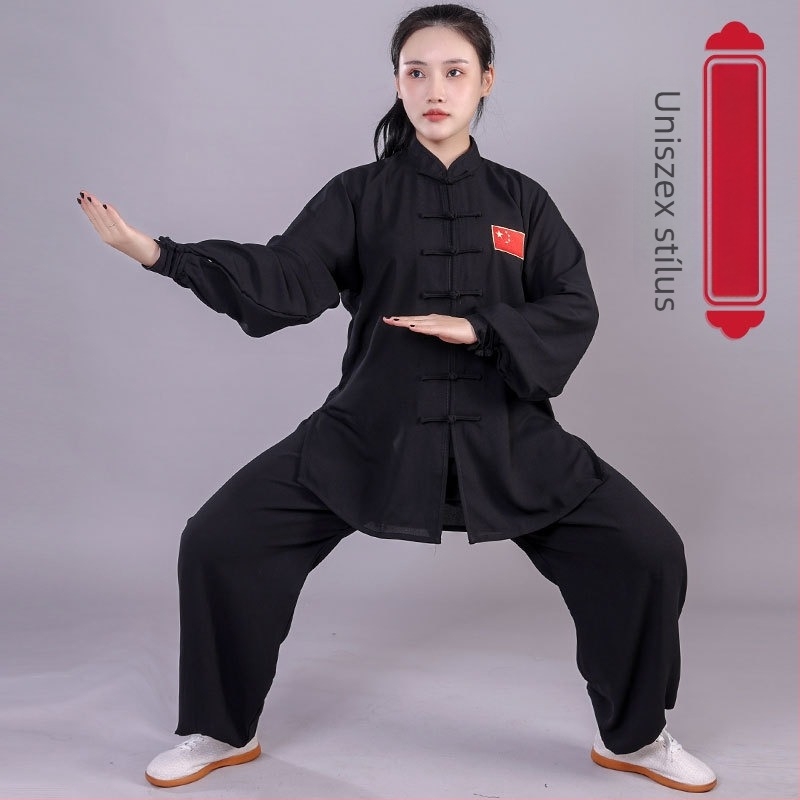 Macro Sentiment Uniszex Tai Chi Edzőruha Zászló Hímzéssel — 100% Poliészter, felnőtteknek