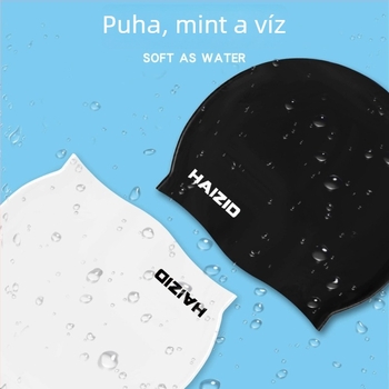 Felnőtt szilikon úszósapka, vízálló, fülvédővel és hosszú hajhoz tervezett elasztikus kialakítással