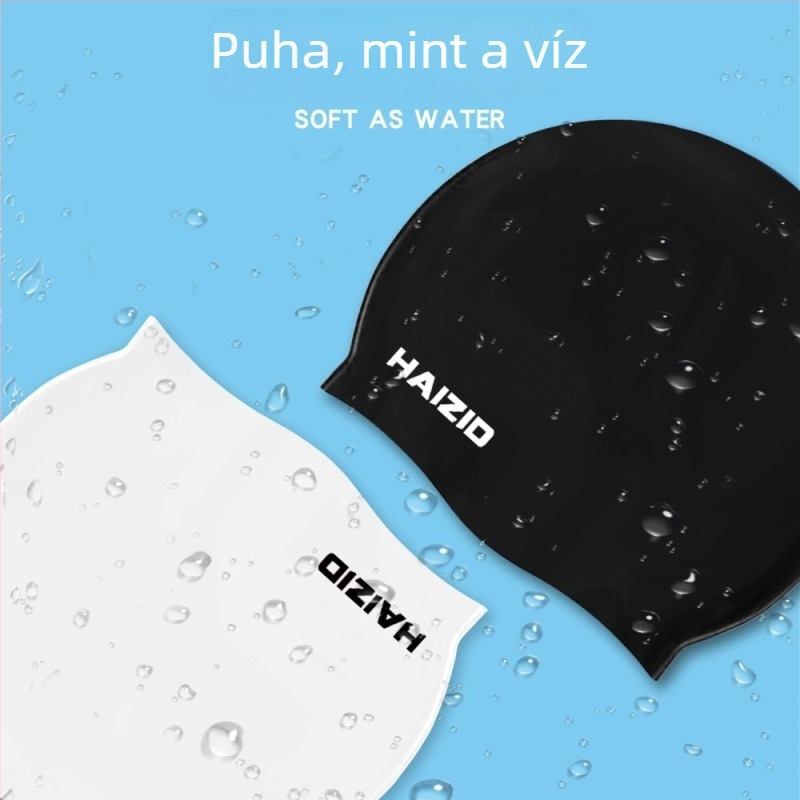Felnőtt szilikon úszósapka, vízálló, fülvédővel és hosszú hajhoz tervezett elasztikus kialakítással