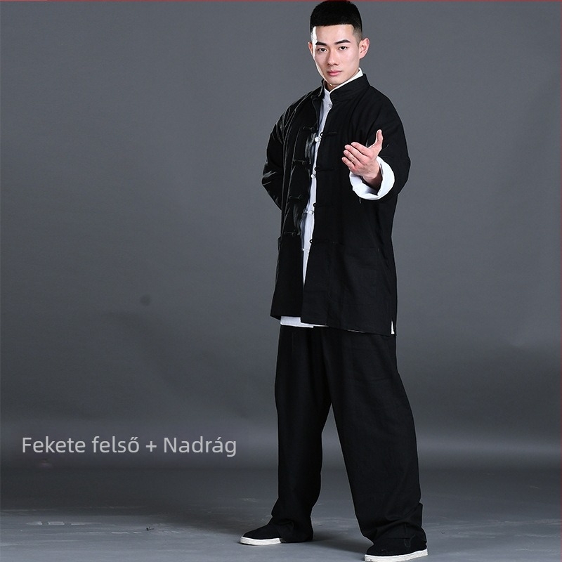 Linen Tai Chi ruházat, hosszú ujjú, uniszex, harcművészeti ruházat
