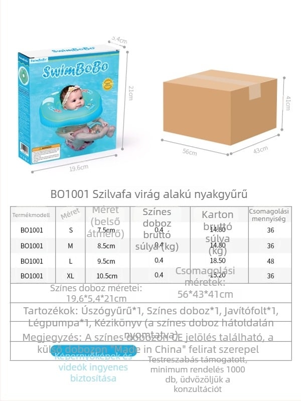Swimbobo beltéri belső használatra szóló felfújható úszógumi babáknak – nyakgyűrű szilvavirág formájú, újszülöttek számára