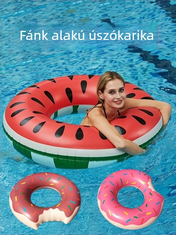 PVC felfújható dinnyés mintázatú úszógumi, rózsaszín és barna, 60-120 cm, gyerekeknek és felnőtteknek, környezetbarát anyagból
