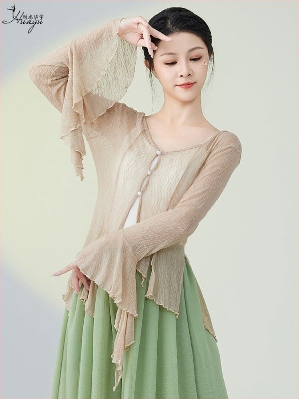 Női hálós kardigán felső néptánchoz, poliészter hálóanyag, 50–70% poliészter tartalom, 2025 tavasz