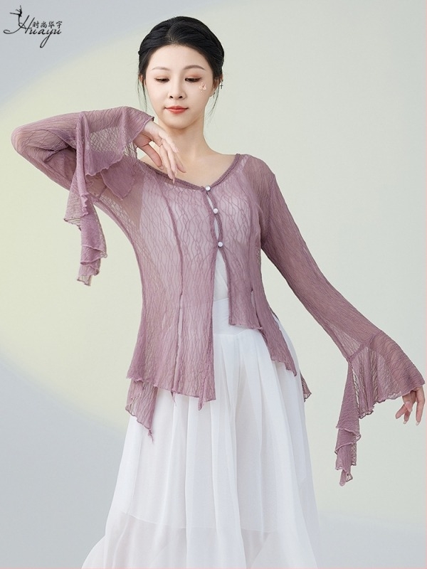 Női hálós kardigán felső néptánchoz, poliészter hálóanyag, 50–70% poliészter tartalom, 2025 tavasz