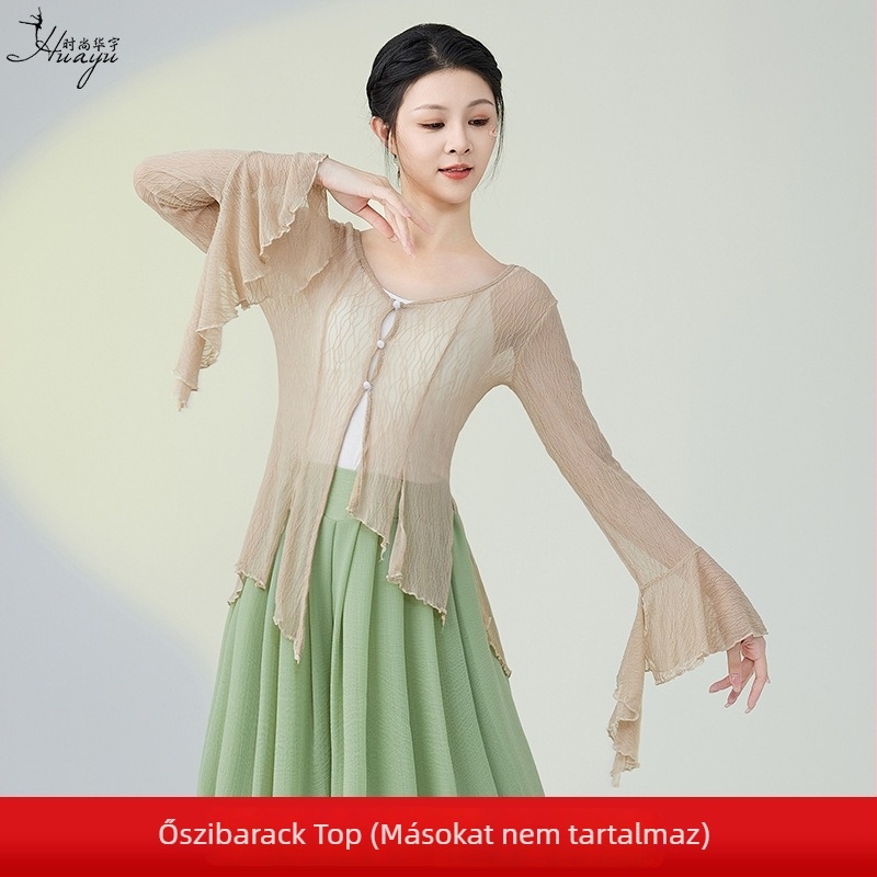 Női hálós kardigán felső néptánchoz, poliészter hálóanyag, 50–70% poliészter tartalom, 2025 tavasz