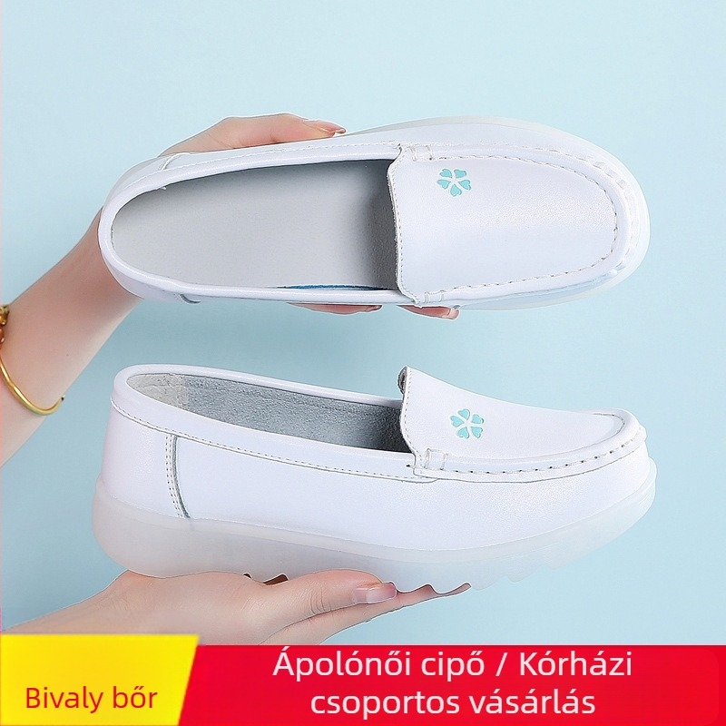 Női ápolónő cipő, kerek orrú, felsőrész tehénbőrből, EVA talp, mindennapi stílus, alacsony sarok 1–3 cm