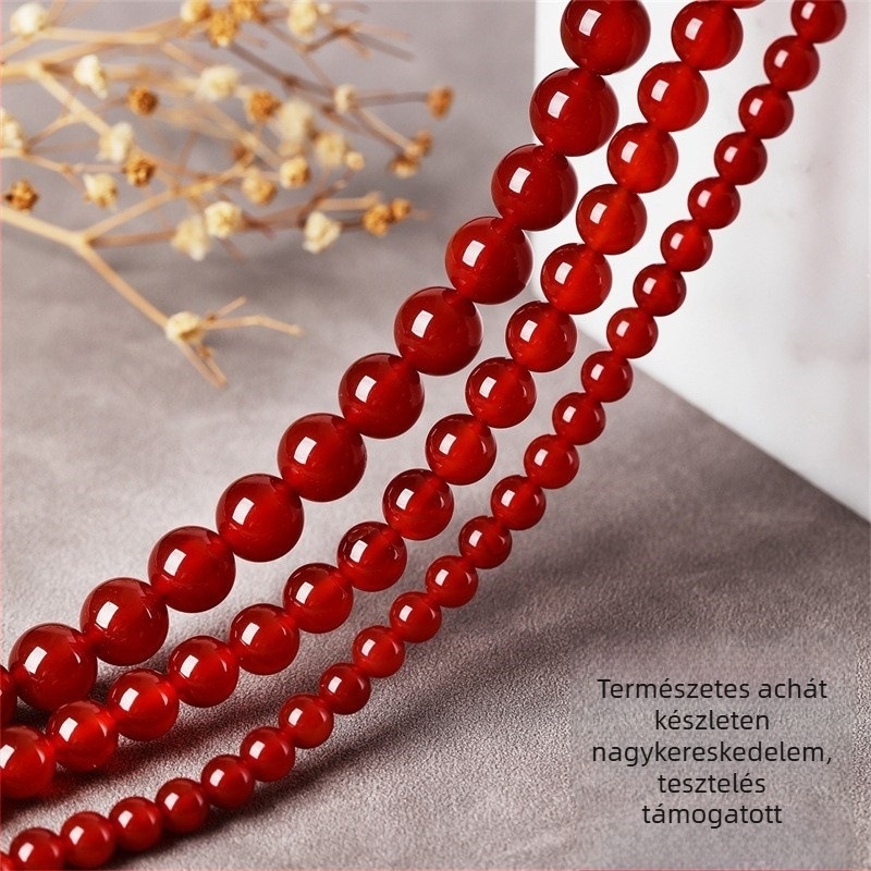 DIY ékszer alkatrészek – agát szabad gyöngyök, kör alakú, félig kész, hosszú láncokhoz