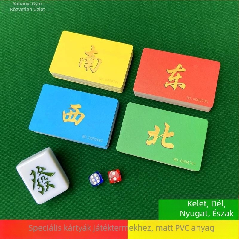 Játékterembe Szóló Chipkészlet és Kártyák – Megvastított, Kopásálló, Vízálló, Sichuan Mahjong és Póker Kártyákhoz