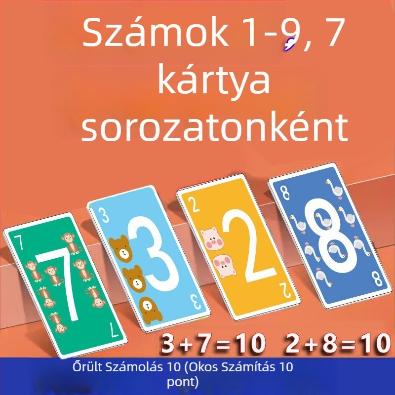 Zhimibeibei papír társasjáték kártyák a számérzék fejlesztéséhez, számoláshoz és szülő-gyerek interakcióhoz — 4–14 éveseknek