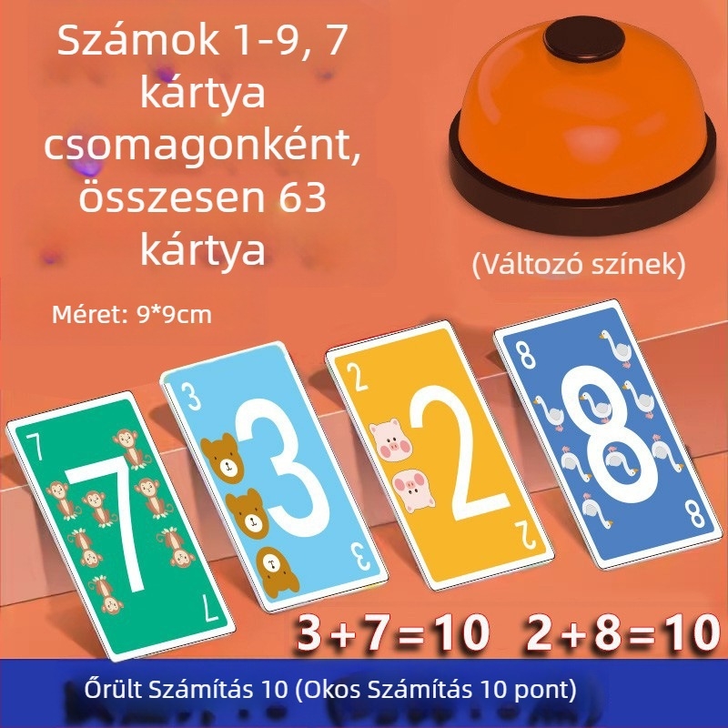 Zhimibeibei papír társasjáték kártyák a számérzék fejlesztéséhez, számoláshoz és szülő-gyerek interakcióhoz — 4–14 éveseknek