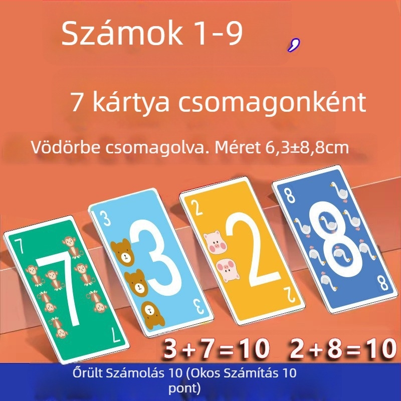 Zhimibeibei papír társasjáték kártyák a számérzék fejlesztéséhez, számoláshoz és szülő-gyerek interakcióhoz — 4–14 éveseknek