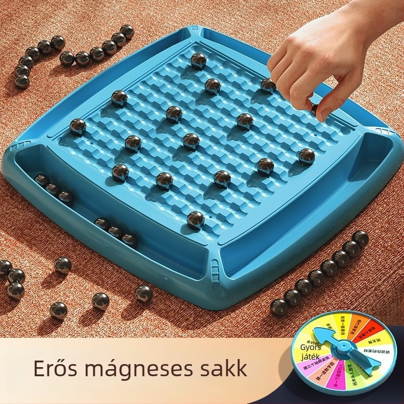 Mágneses Harci Sakk gyerekeknek és családnak, szórakoztató logikai gondolkodást fejlesztő puzzle, mágneses elemek, korosztály 4-61+