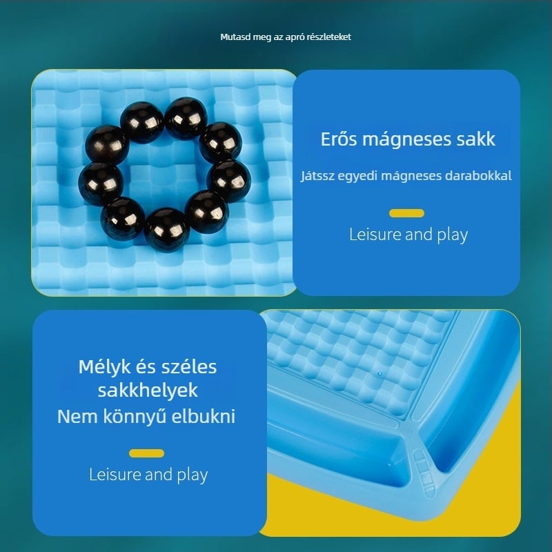 Mágneses Harci Sakk gyerekeknek és családnak, szórakoztató logikai gondolkodást fejlesztő puzzle, mágneses elemek, korosztály 4-61+
