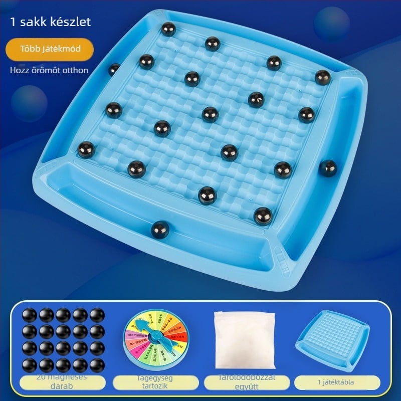 Mágneses Harci Sakk gyerekeknek és családnak, szórakoztató logikai gondolkodást fejlesztő puzzle, mágneses elemek, korosztály 4-61+