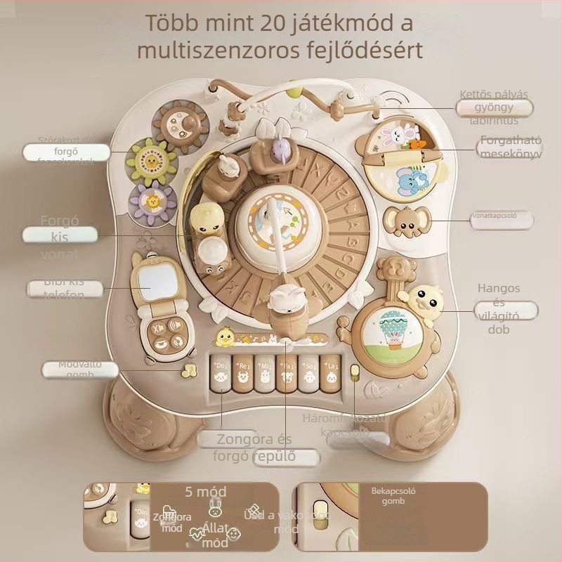 Többfunkciós korai oktatási játékasztal csecsemőknek és kisgyermekeknek, puzzle alapú tanulóasztal