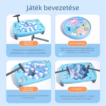 Interesting márkájú társasjáték: Jégkockák leütése a pingvinek megmentéséért, oktató gondolkodási és koncentrációs készségek gyerekeknek, műanyag anyag, korosztály 4–6, 7–14, 15–35