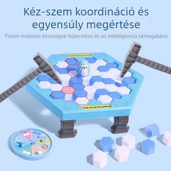 Interesting márkájú társasjáték: Jégkockák leütése a pingvinek megmentéséért, oktató gondolkodási és koncentrációs készségek gyerekeknek, műanyag anyag, korosztály 4–6, 7–14, 15–35