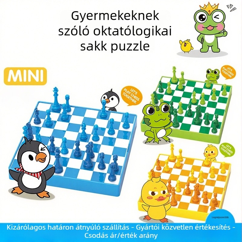 Hordozható gyerekek asztali sakk-kártyás játék — két játékos oktató játék szülő-gyermek interakcióhoz, műanyag, 4–14 éveseknek
