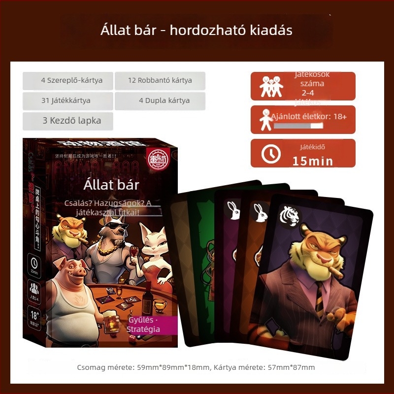 Yulefang Állati Taverna Kártyajáték – Társasjáték kártyák, papír, Tg-214, 14+