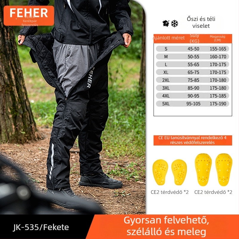 Feher uniszex motorkerékpár kerékpáros nadrág – téli védelem a zuhanás ellen