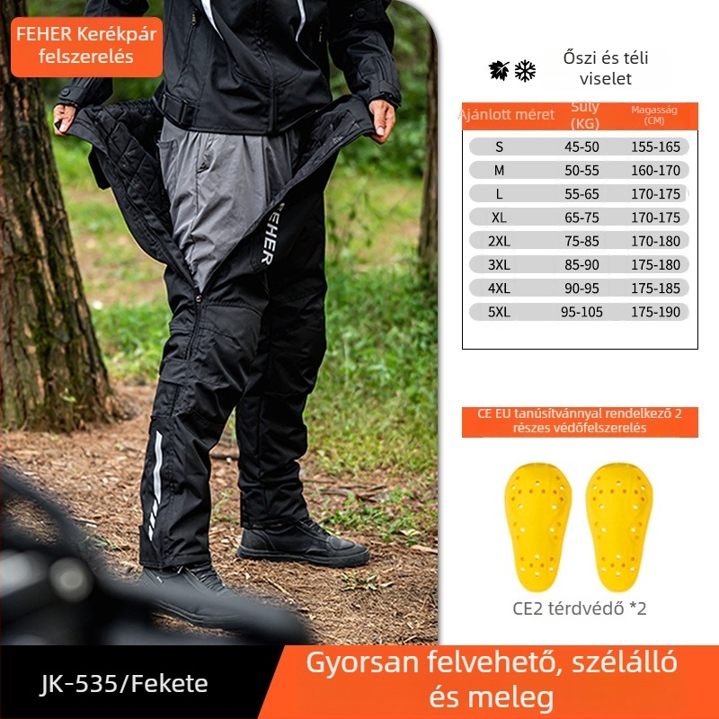 Feher uniszex motorkerékpár kerékpáros nadrág – téli védelem a zuhanás ellen