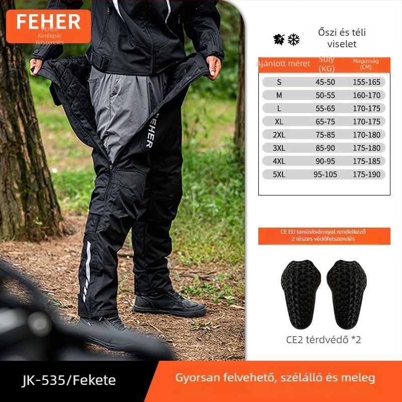 Feher uniszex motorkerékpár kerékpáros nadrág – téli védelem a zuhanás ellen