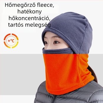 Egyrészes meleg balaclava kapucnival téli kerékpározáshoz és síeléshez – poliészter, unisex, arcvédő