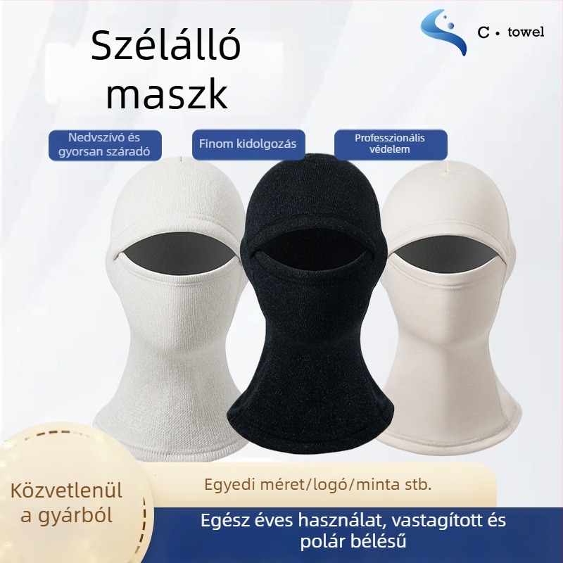 Téli kerékpáros maszk integrált nyakmelegítővel – teljes arcvédelmet nyújtó, fleece-belelt