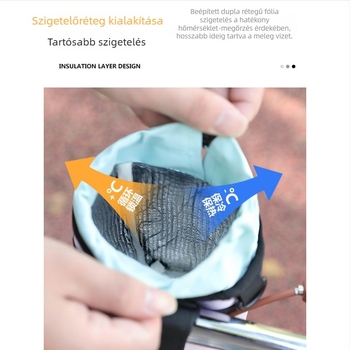 Kerékpár elülső táska szigetelt vízpalack tartóval, 1,2 l kapacitás, poliészter, KS-666 modell, Chaozi