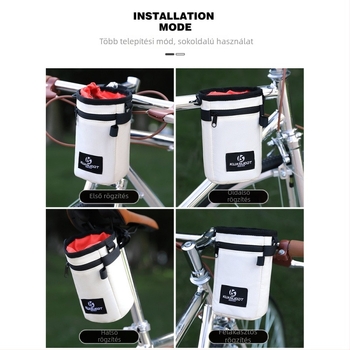 Kerékpár elülső táska szigetelt vízpalack tartóval, 1,2 l kapacitás, poliészter, KS-666 modell, Chaozi