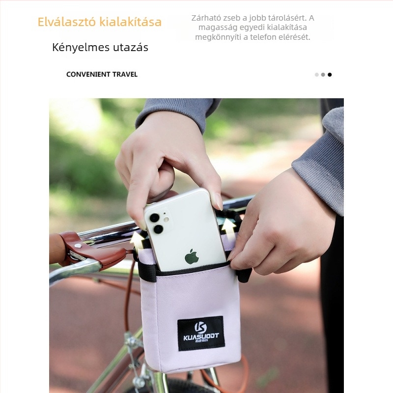 Kerékpár elülső táska szigetelt vízpalack tartóval, 1,2 l kapacitás, poliészter, KS-666 modell, Chaozi