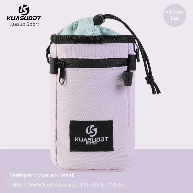 Kerékpár elülső táska szigetelt vízpalack tartóval, 1,2 l kapacitás, poliészter, KS-666 modell, Chaozi