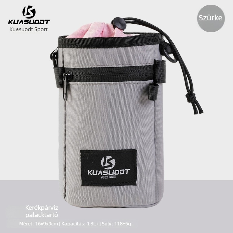 Kerékpár elülső táska szigetelt vízpalack tartóval, 1,2 l kapacitás, poliészter, KS-666 modell, Chaozi