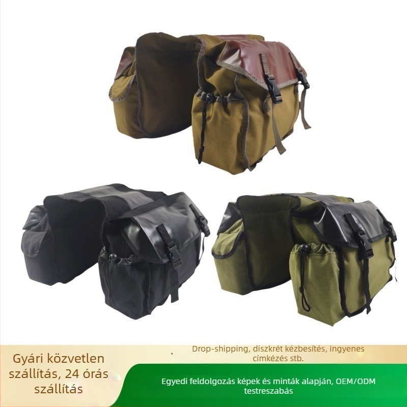 Camp Joy kerékpár táska 12 oz vászonból — hátsó és oldalsó felakasztható táska hegyi kerékpárhoz