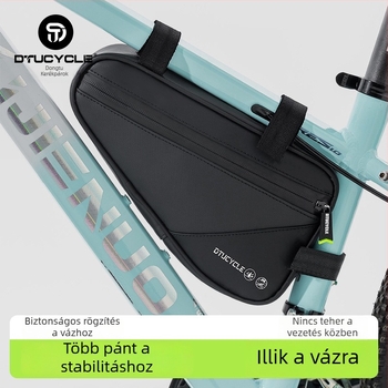 Kerékpár első vázcsövére táska – PU bőr, vízálló, 2L kapacitás, modell DT1401, bélelt